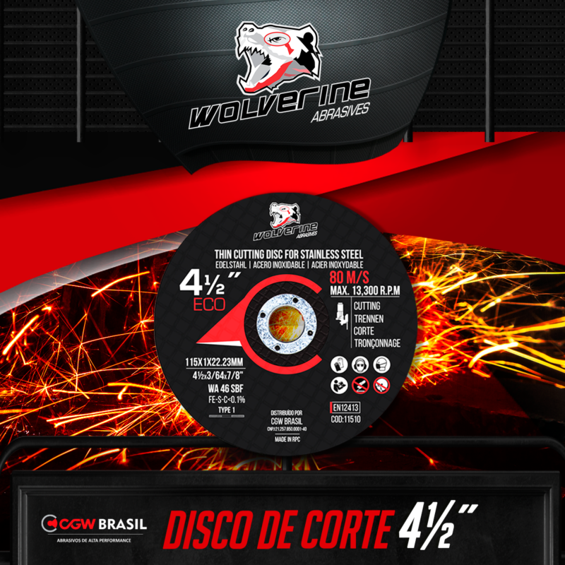 Disco Corte WOLVERINE 4.1/2" 1.0mm