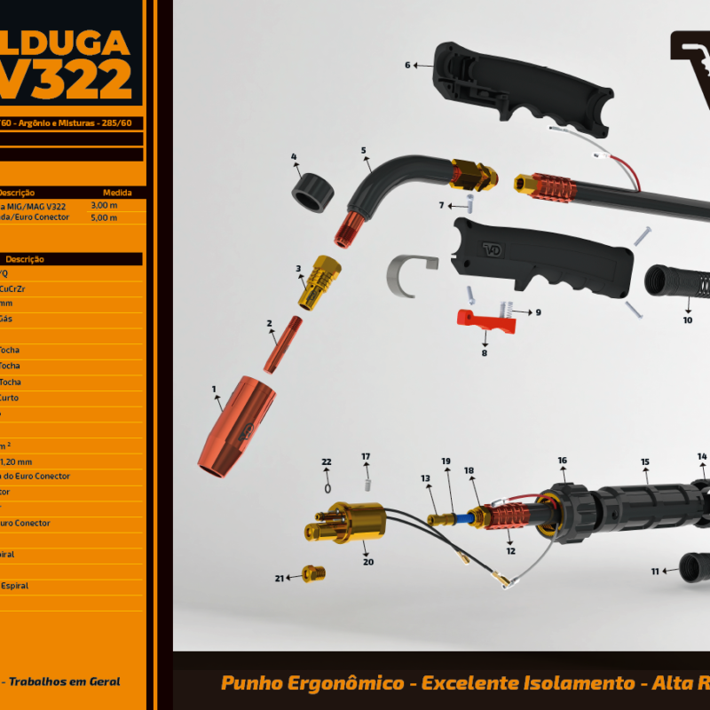 Tocha V322 Vista Explodida