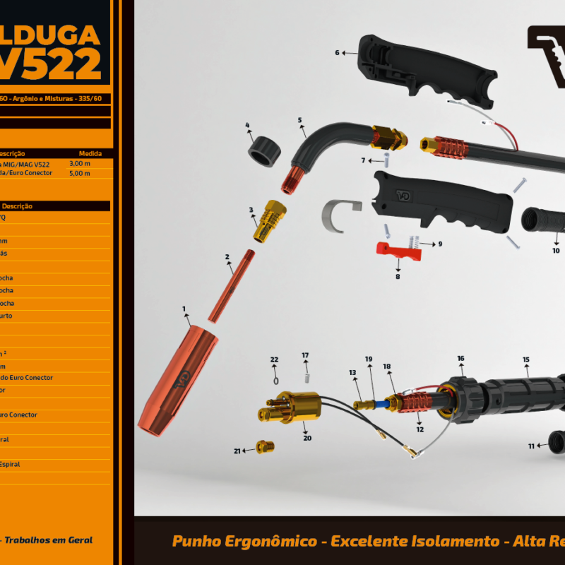 Tocha V522 Vista Explodida